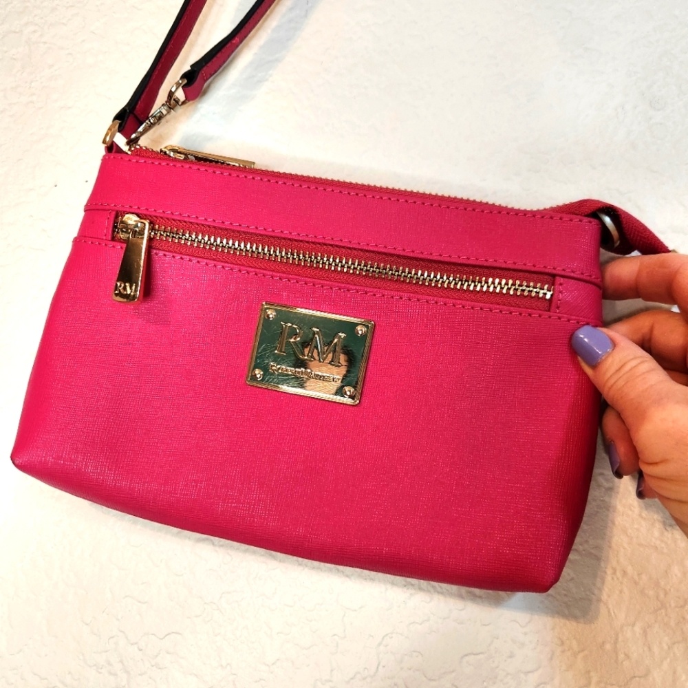Robert Matthew Elegant Pink Wristlet Leather Clutch